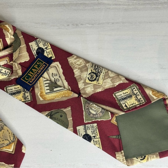 Chaps Red and Cream baseball -Themed Tie - Picture 2 of 2